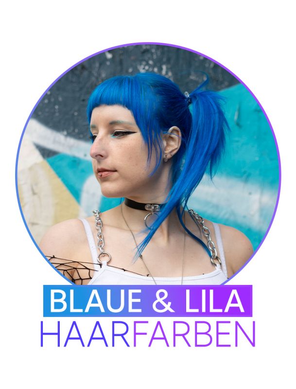 Blaue und lila Haarfarben